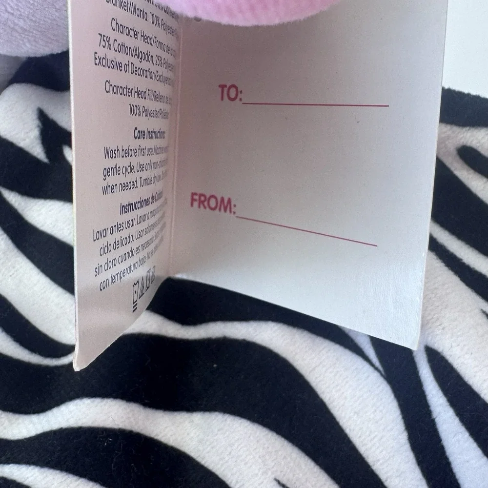 Garanimals Zebra Lovey Security Blanket Pink Black White Satin 12